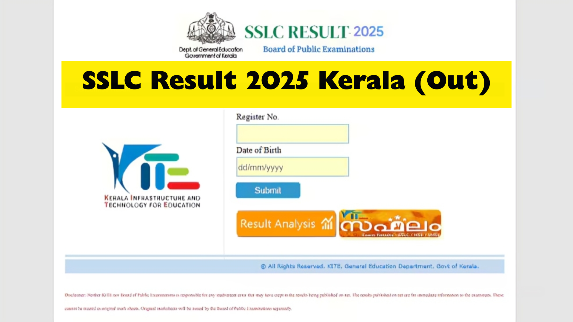 Kerala SSLC Result 2025 Out: Check 10th Results Online